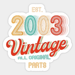 18th Birthday Gift Classic Vintage 2003 Sticker